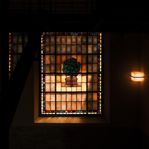 Stained Glass Window with Image of Sacred Oak of Gernika