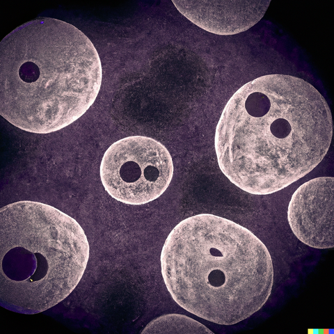 ai-generated image of cells in purple colors 