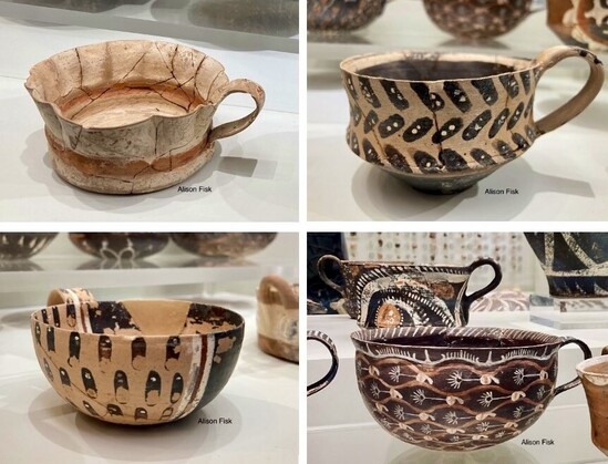 Minoan cups known as Kamares Ware. [photo: @AlisonFink@Twitter.com]