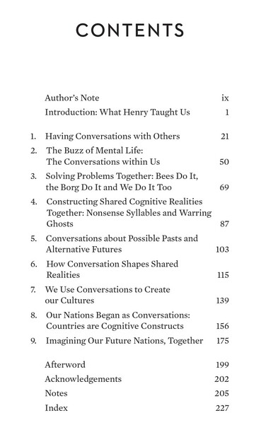 Screen shot of table of contents of my new book, Talking Heads