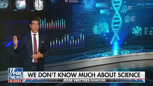Fox News "We don't know much about science", with a image of an incorrect left-handed DNA helix shown.