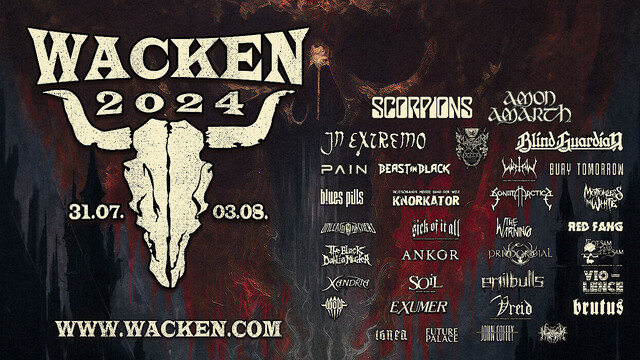 Wacken 2024 first 33 bands lineup. Follow link for details.