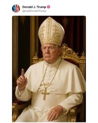 Actual post on Truth Social by Donald Trump showing him as Pope in an AI-generated image.