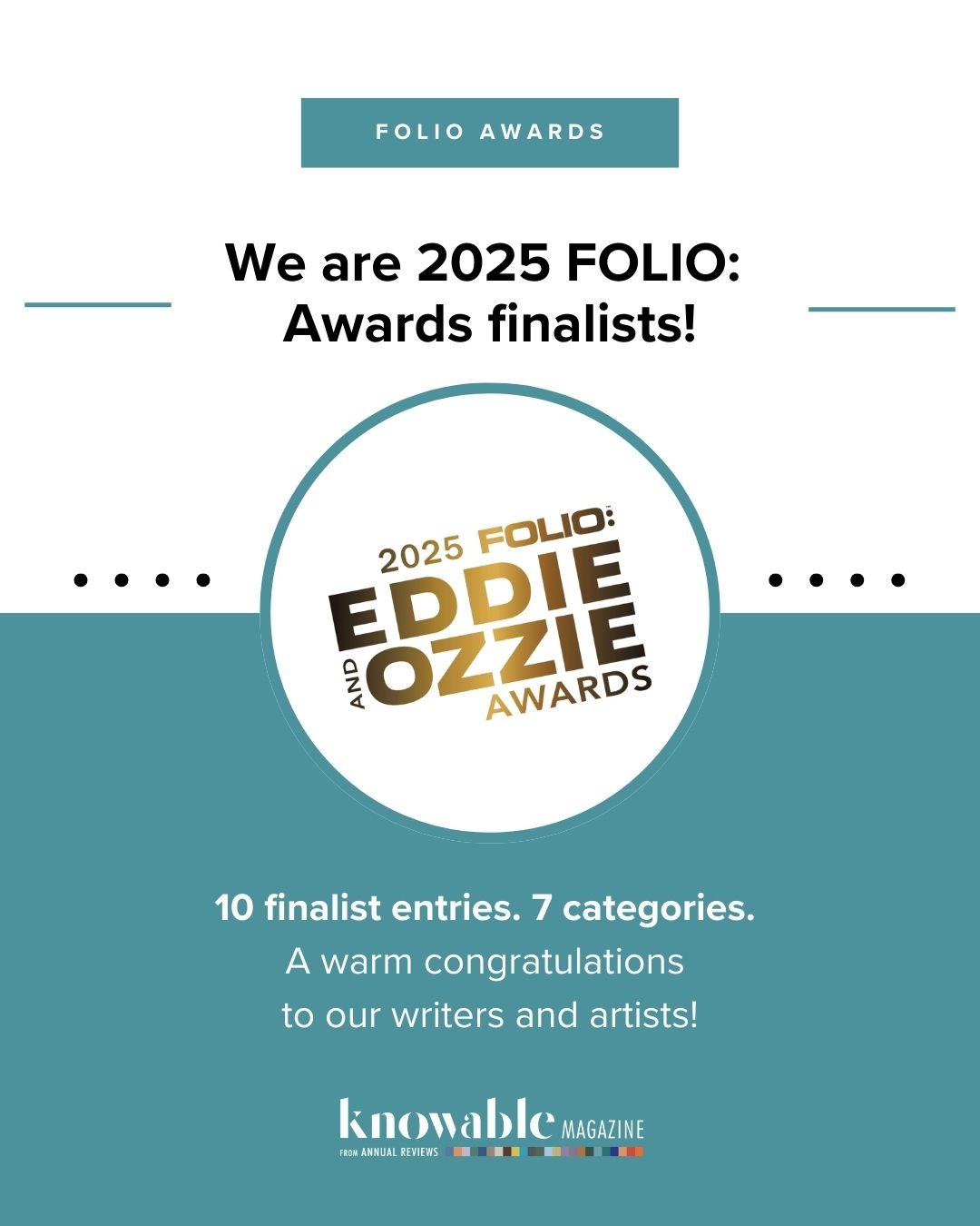 We are 2025 FOLIO: 
Awards finalists!
10 finalist entries. 7 categories. 
A warm congratulations 
to our writers and artists!